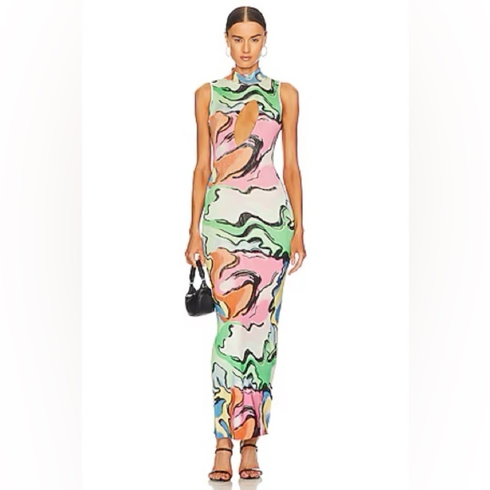 Multicolor Abstract Maxi Dress